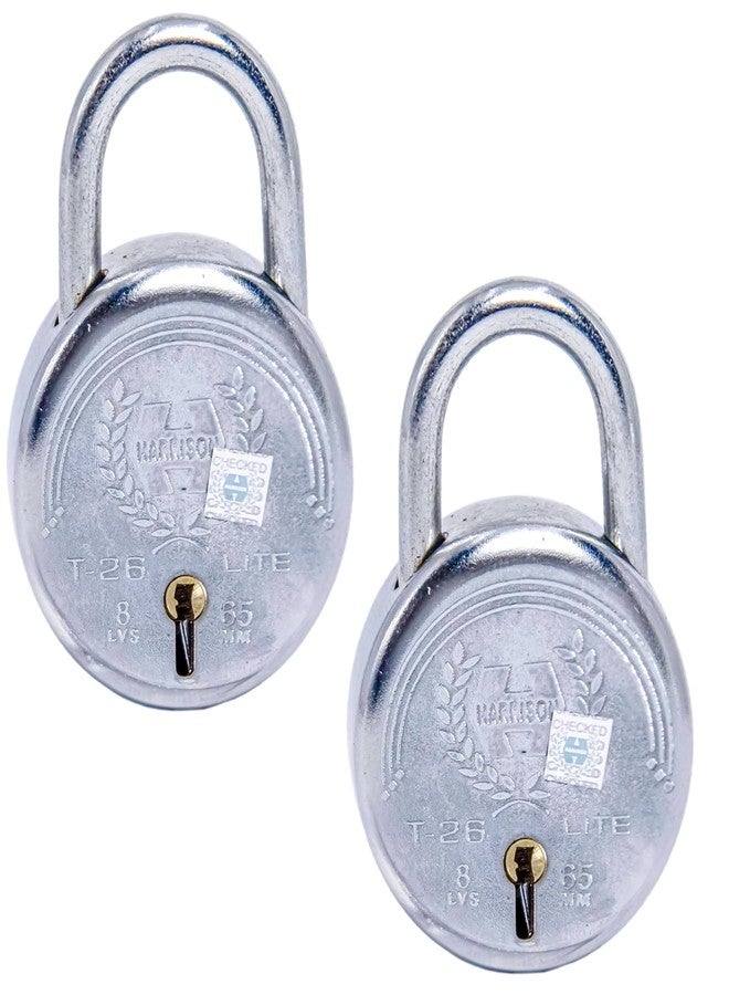 Harrison Padlocks/Round Padlock 65mm 7 Lever with 3 Keys T-26LITE-0534 Pack of 2/Padlock, Padlocks, Locks for Home, Locks for Main Door, gate Lock - Image 1